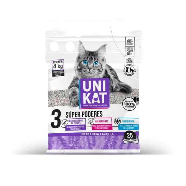 Arena Para Gatos Unikat  3 Super Poderes Lavanda 4kg
